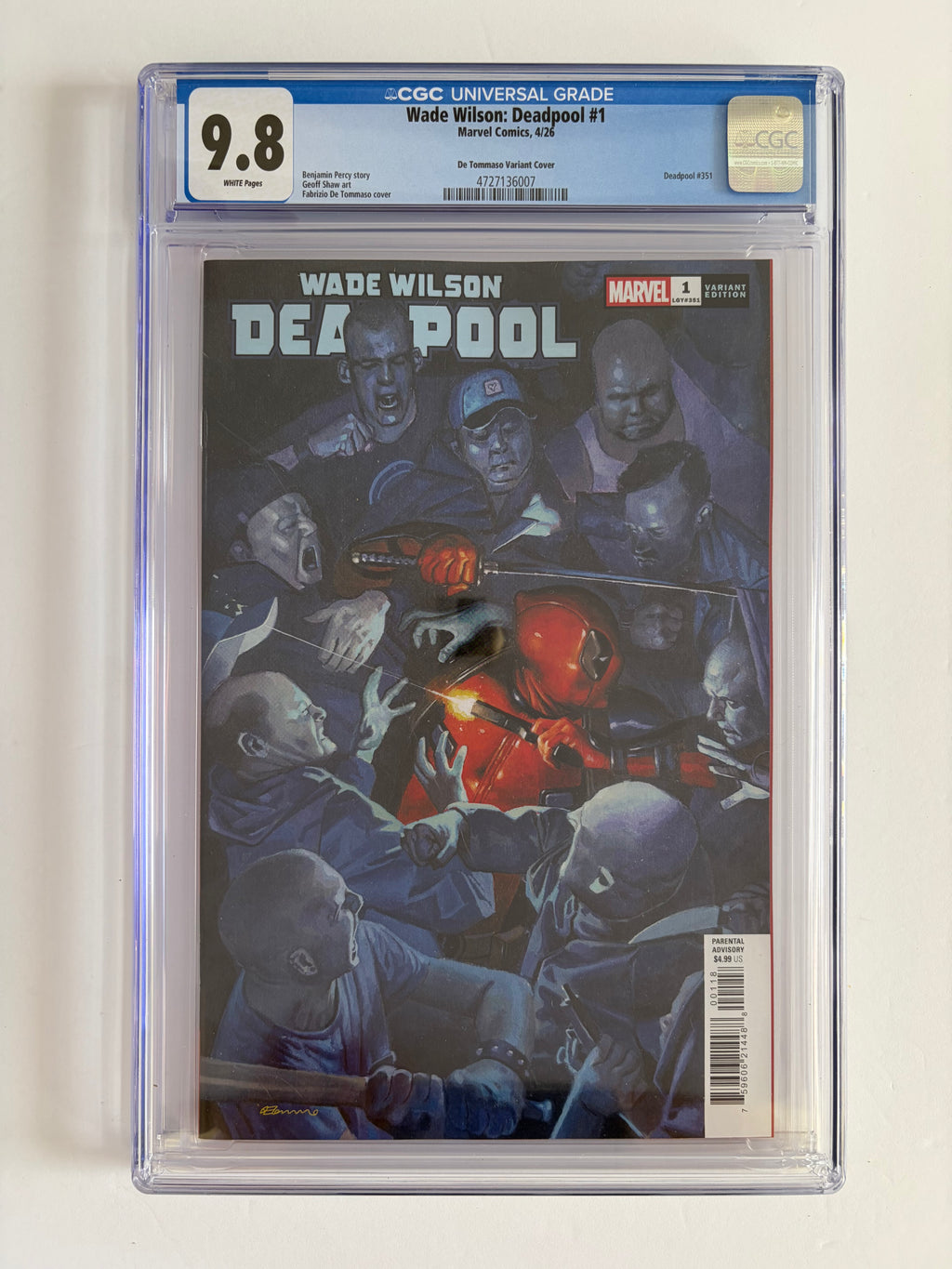 Wade Wilson: Deadpool #1 CGC 9.8 De Tommaso Variant Cover