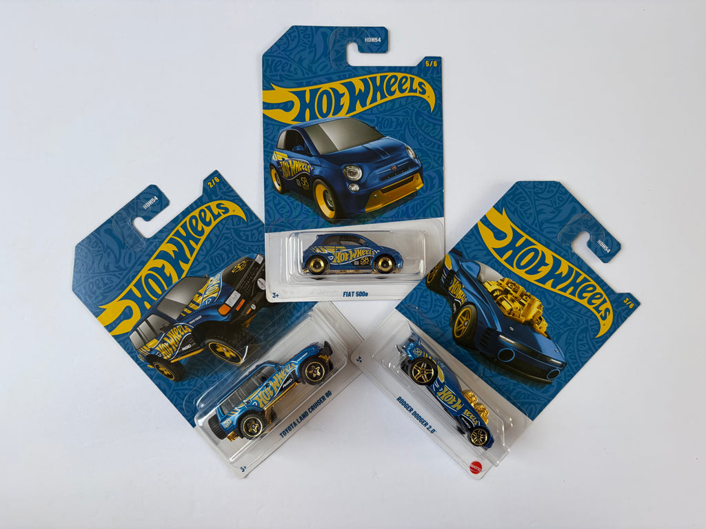 Hot Wheels HW64 3-Car Bundle: Fiat 500e, Toyota Land Cruiser 80, Wonder Buggy 2.0